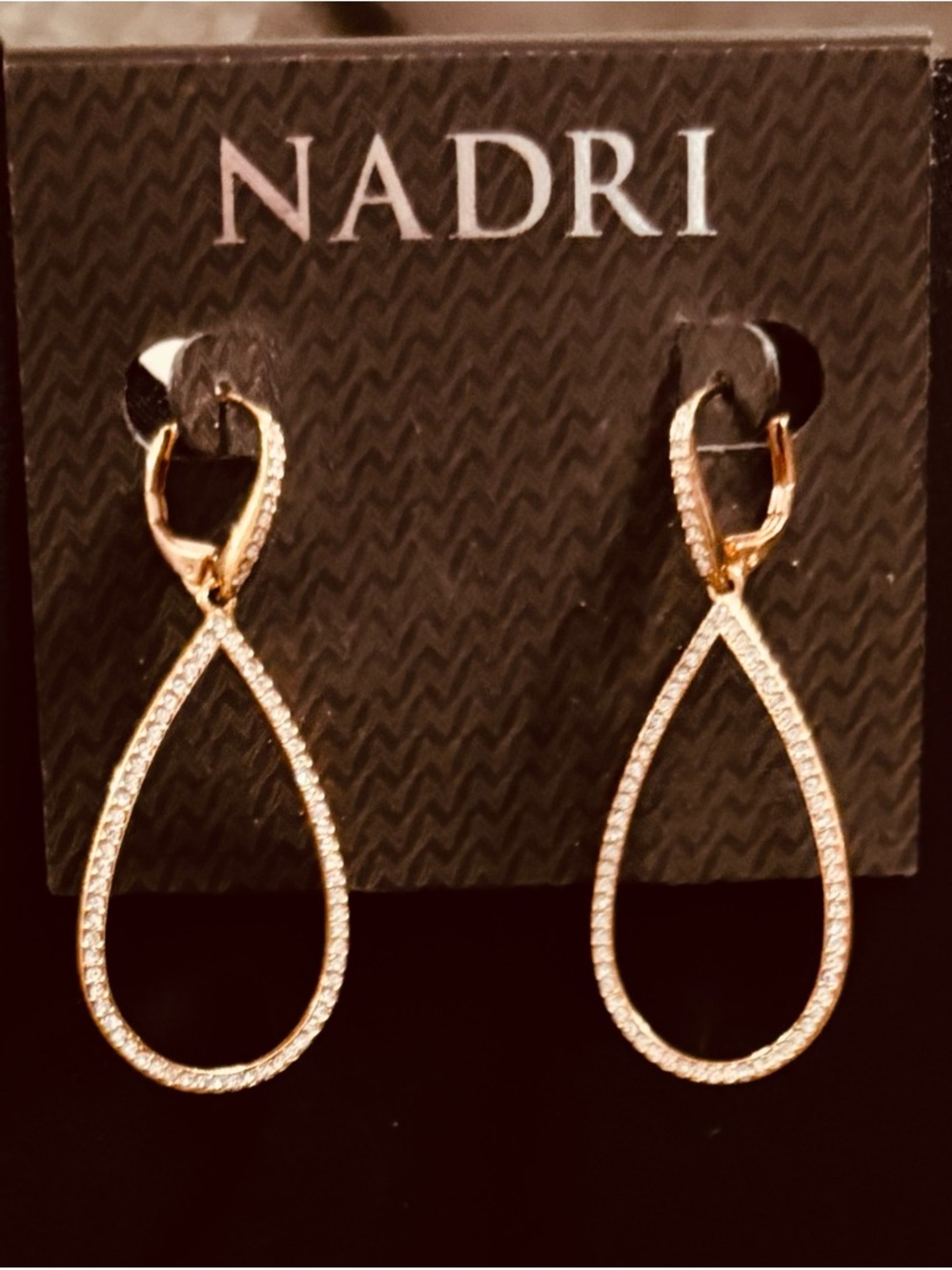 Nadri RoseGold Teardrop Dangle Earrings
